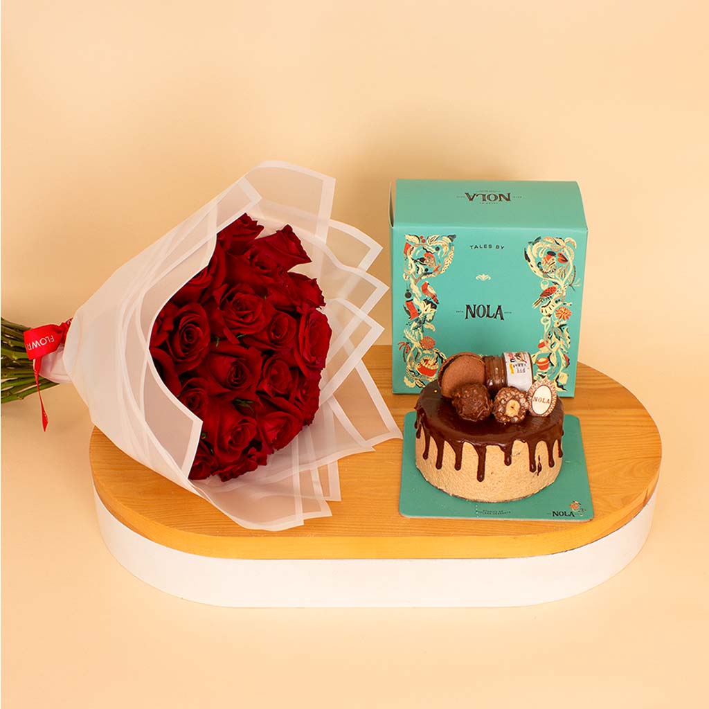 product-image-كيكة نولا نوتيلا المقرمشة مع الورود الحمراء
