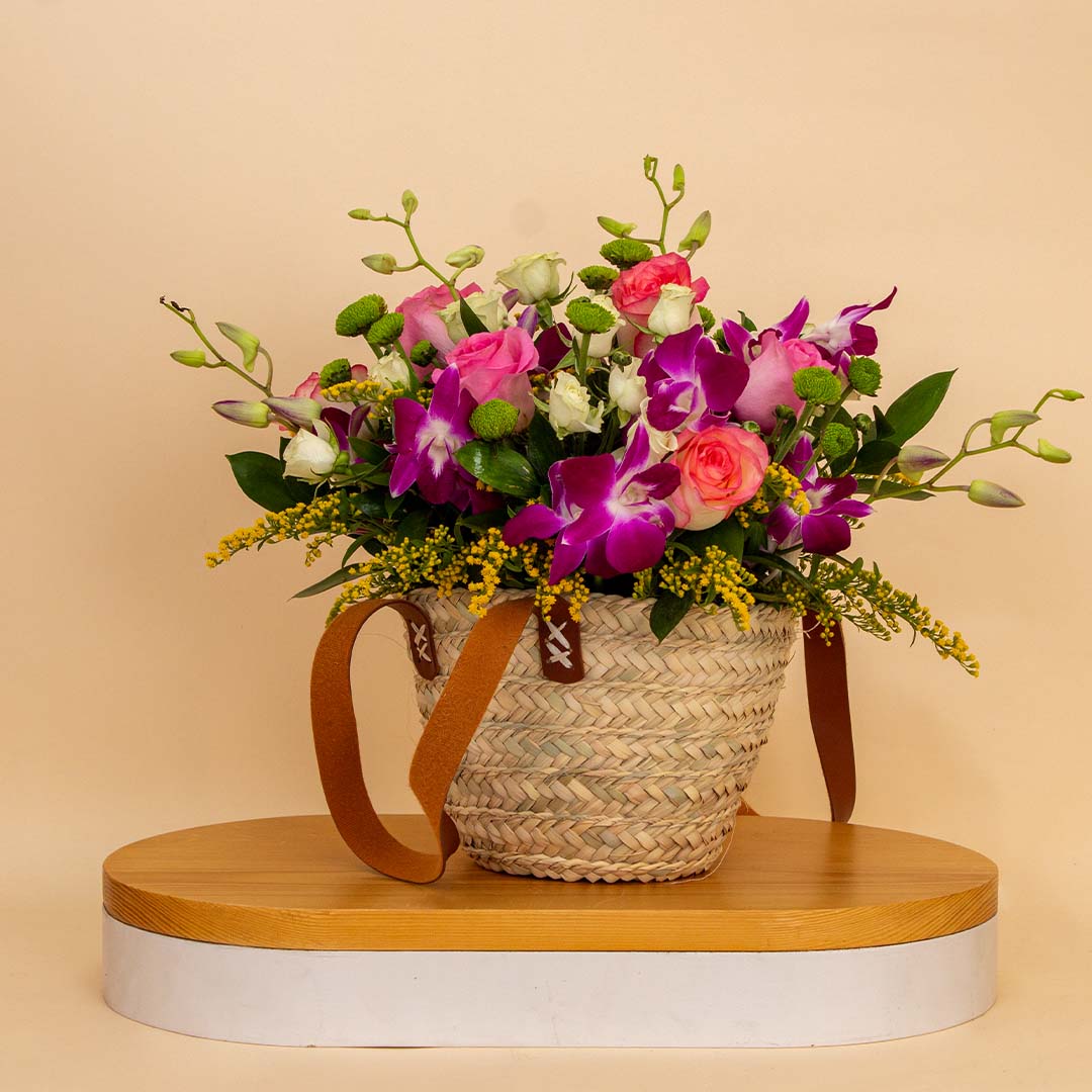 product-image-Khoos Tuta Palm Tote & Mixed Pink Flower