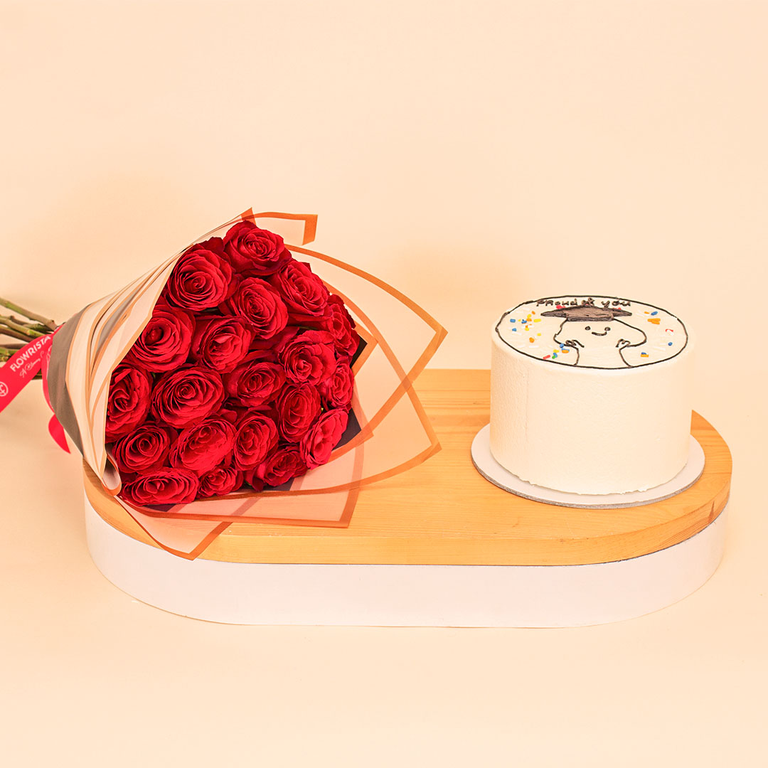 product-image-Ninos “Proud of You” Celebration Cake & 20 Red Roses