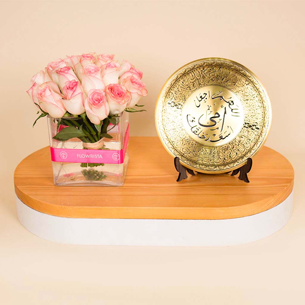 product-image-Mother’s Golden Shield |20 Light Pink Flowers Vase