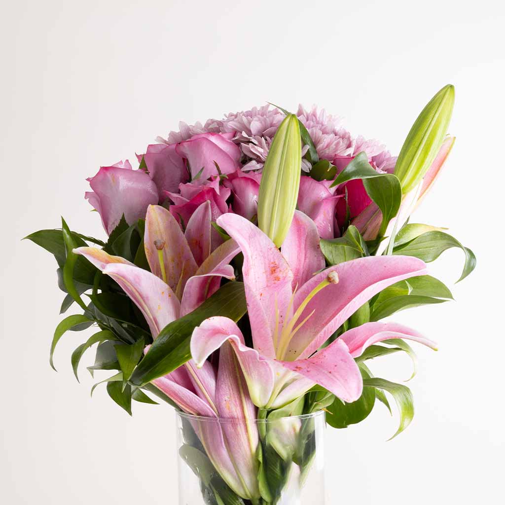 product-image-Purple Lilies, Chrysanthemums & Roses Vase