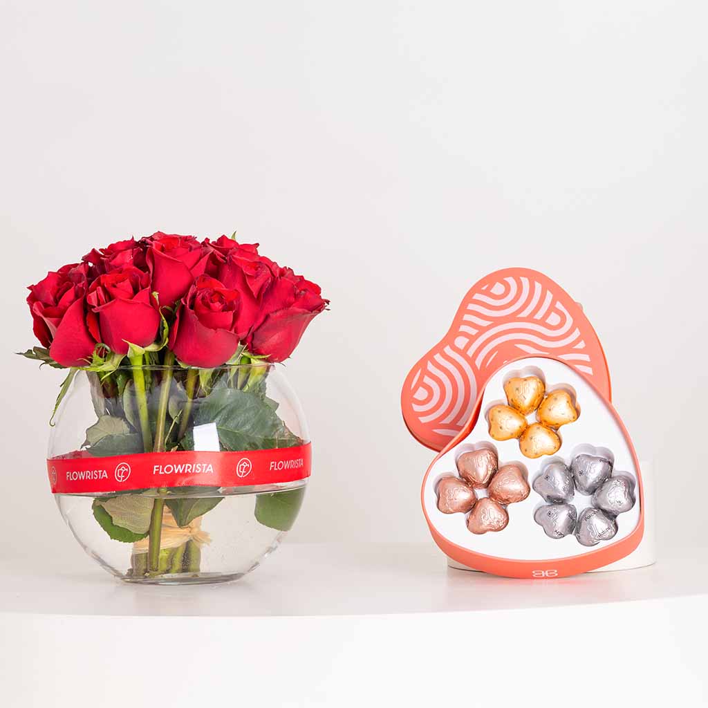 product-image-Patchi Tin Box 245g & Red Roses Vase