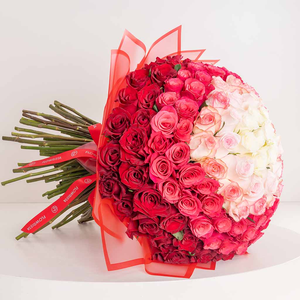 Flowrista Online Flowers Shop باقة ورود فلوريستا أومبريه المتنوعة - ١٥٠ وردة