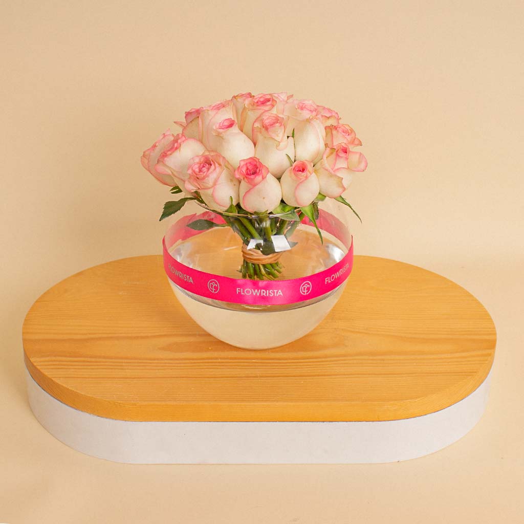 product-image-Light Pink Flowers Vase – 20 Light Pink Flowers