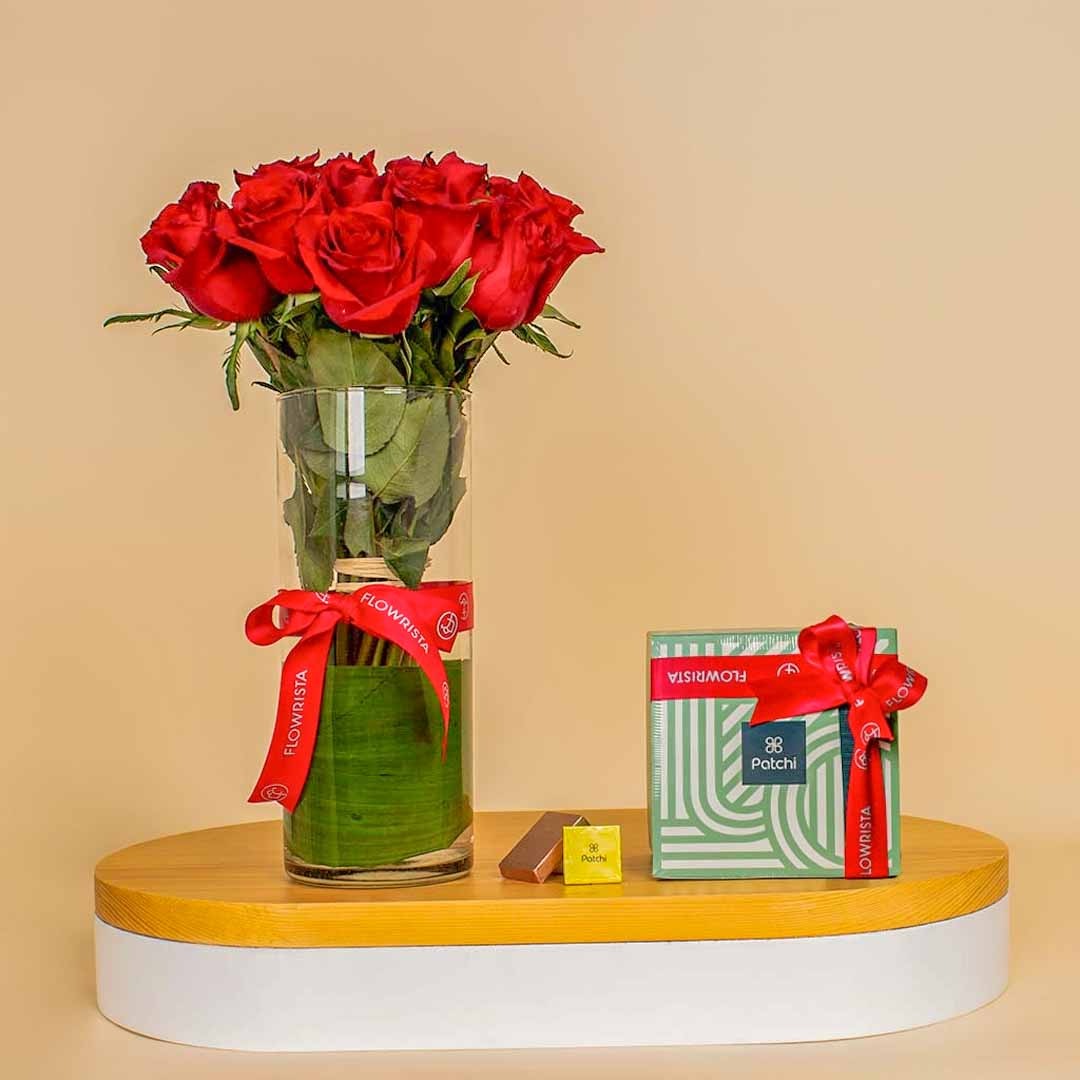 product-image-Patchi Chocolates | Love 15 Red Rose Vase