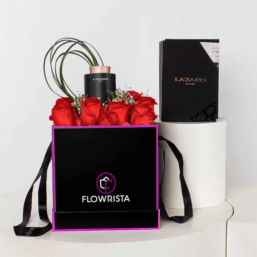 product-image-Lazaro Z1 Car Scent Diffuser and 10 red roses box