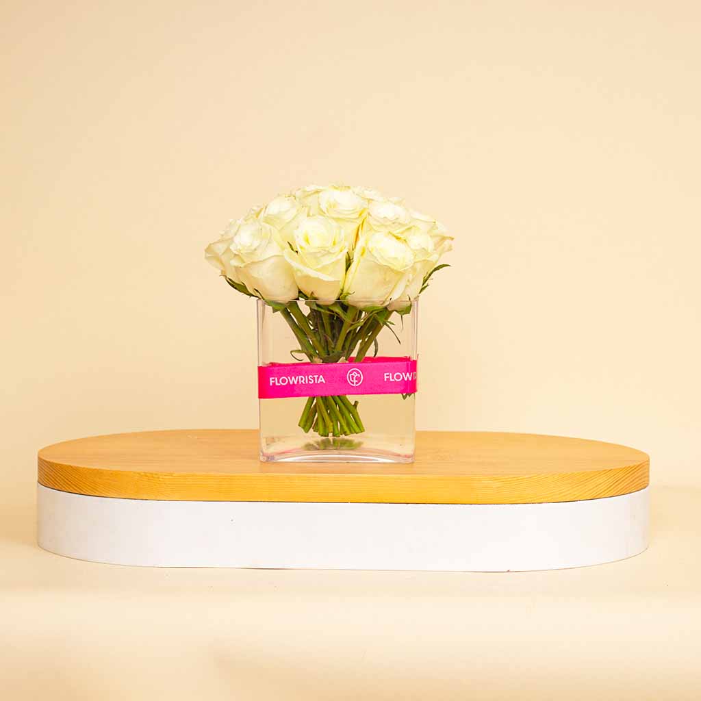 product-image-Flowrista | Cube Vase with 20 White Roses