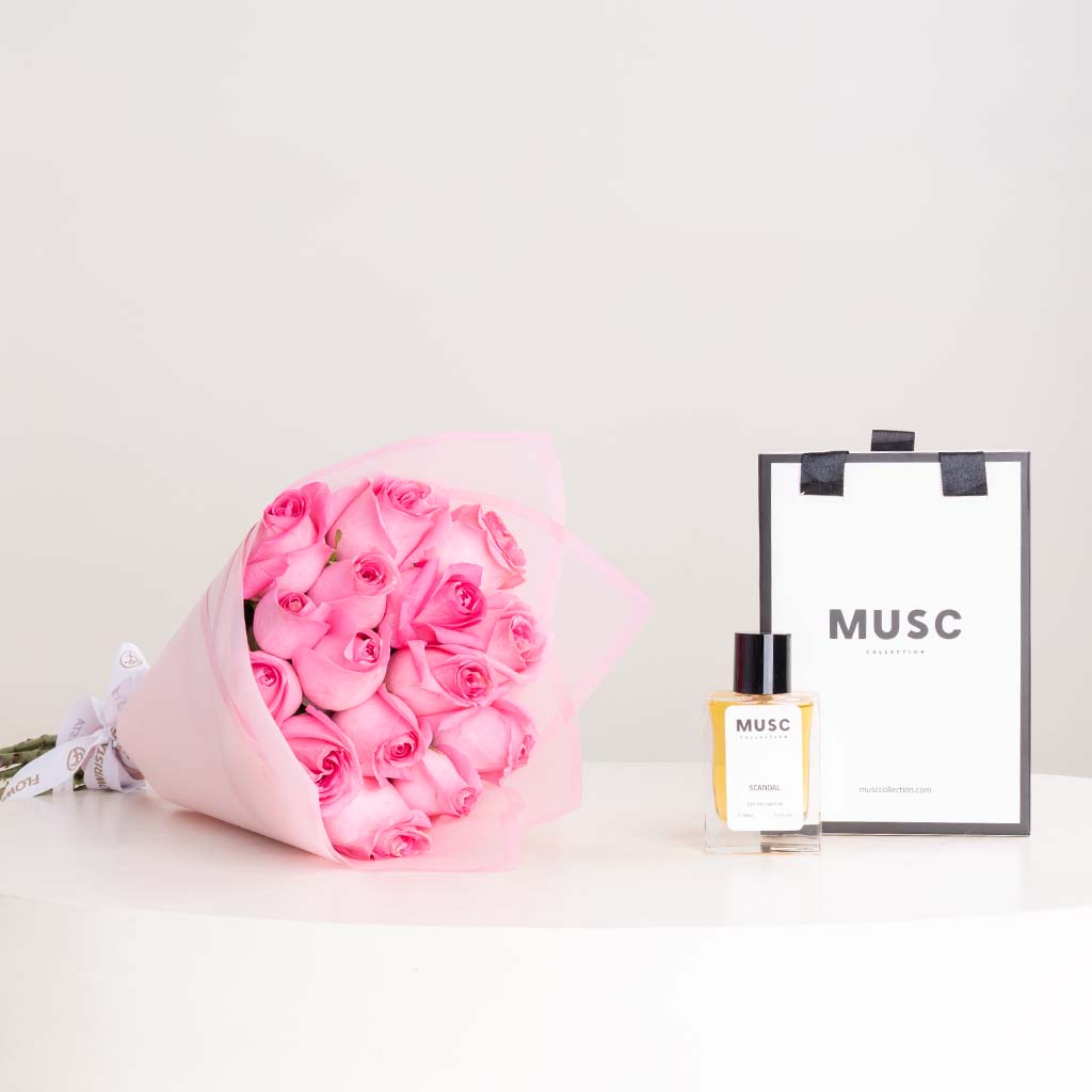 product-image-MUSC Scandal Musc Perfume & 15 Pink Roses