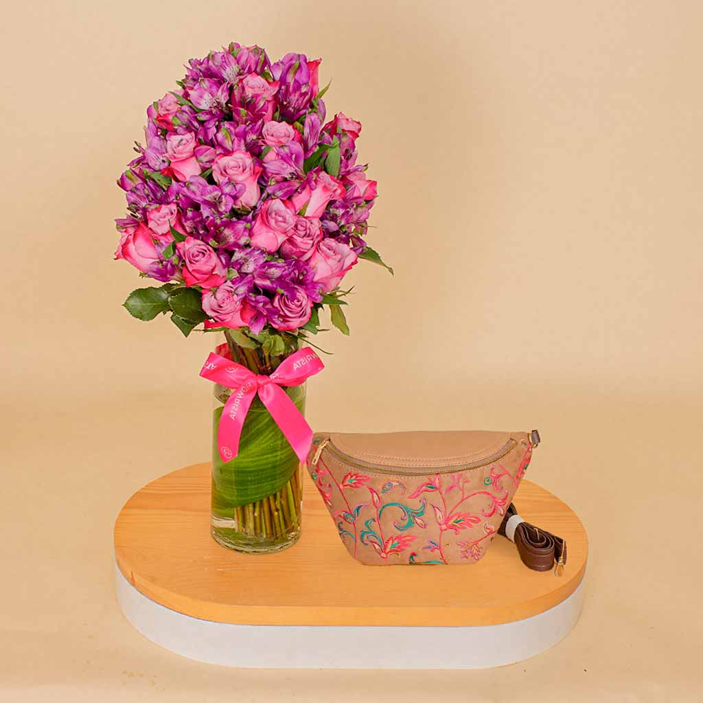 product-image-Pavo Fanny Pack Beige & Unique Purble Vase