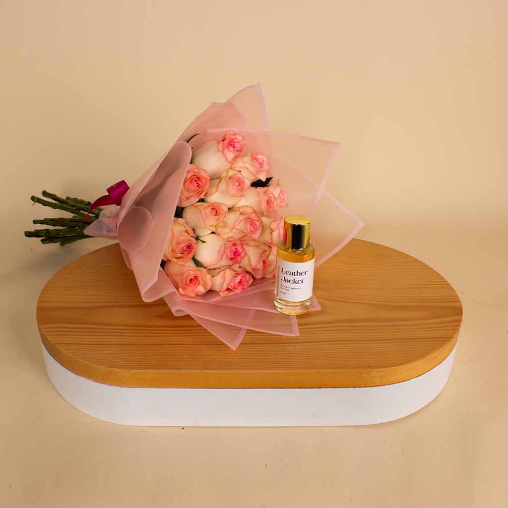 product-image-Nuit Fragrances Leather Jacket | Light Pink Flower Bouquet with 15 Flowers