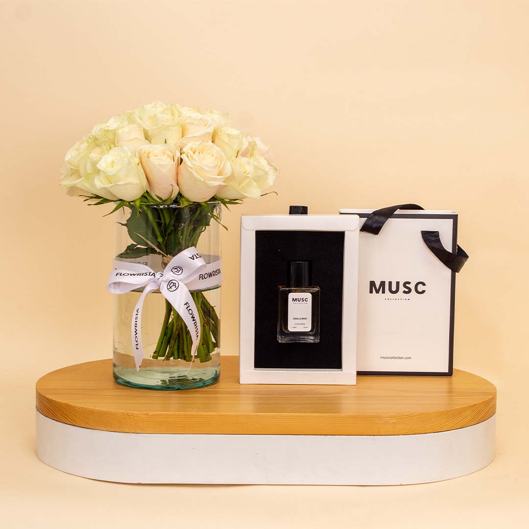 product-image-MUSC Vanilla Baby & White Roses Vase
