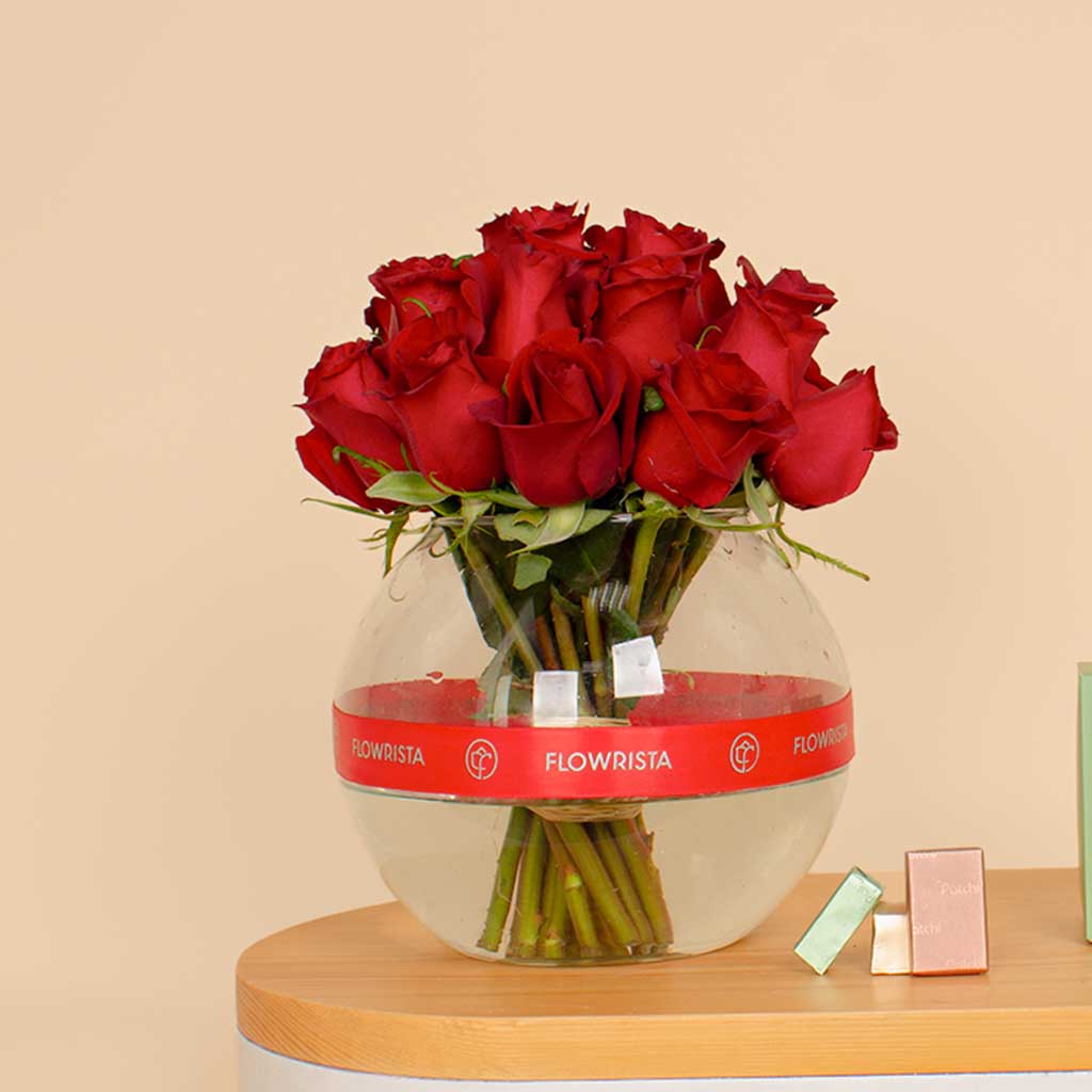 product-image-Patchi Chocolate Box 250g | 15 Red Rose Vase