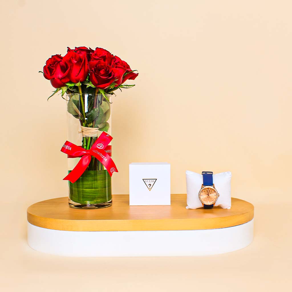 Flowrista Online Flowers Shop Guess Unique Watch - GW0355L2 | Vase of Red Roses
