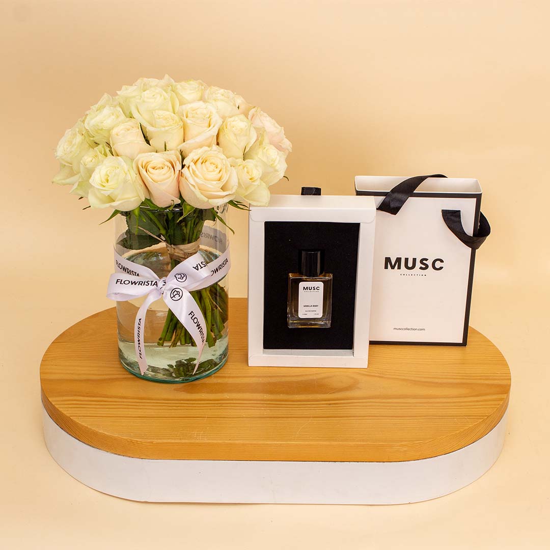 product-image-MUSC Vanilla Baby & White Roses Vase